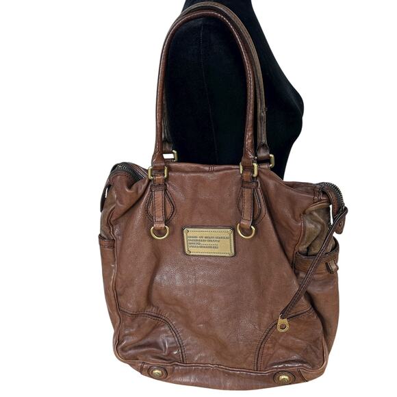 Marc by Marc Jacobs Shoulder Bag Brown Faux Leather Standard Supply 14"x14"x5" - Picture 1 of 12